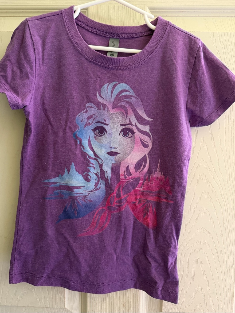 Next Level Apparel Purple Kids' Short Sleeve Tee with Frozen 2 Elsa Graphic